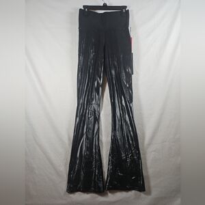 Carbon38 Glossy Black High-Waist Flared Pants